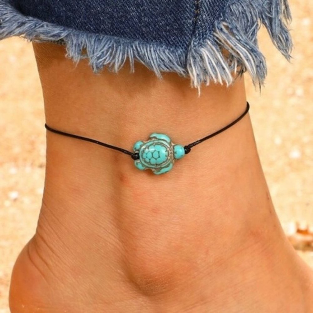 Blue Turtle Black Chord VSCO Anklet